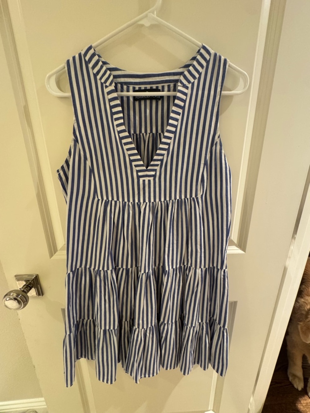 Pomander Place Blue & White Striped Sleeveless Dress